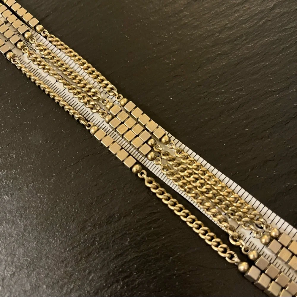 Vintage Monet Gold Tone MultiStrand Geometric Signed Clasp Bracelet
